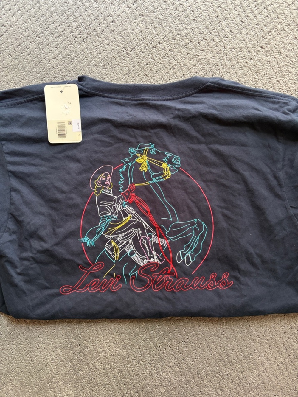 NWT Levi's Men's Navy Crewneck Tee w/ Cowboy Graphic Design